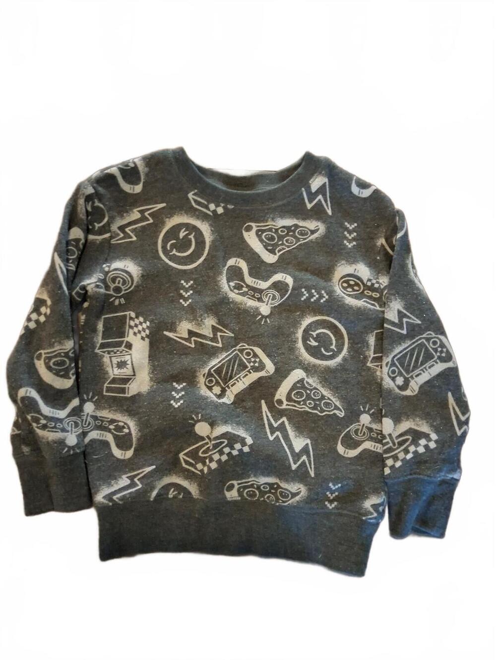 Jumping Beans Softest Fleece Black Gray Gamer Crew Pull Over Sweater Boys Size 4